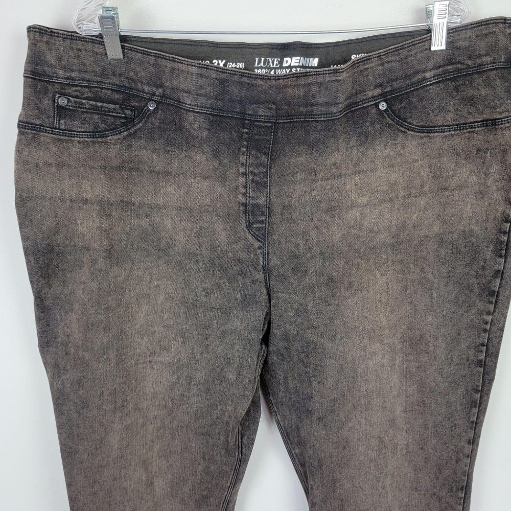 Luxe Denim Stretch Skinny High Rise Brown Jeans 3X - Picture 3 of 6